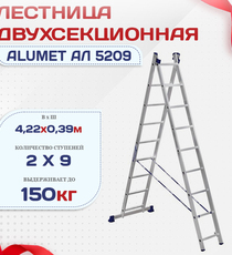 Лестница двухсекционная Alumet Ал 5209 - stroymarket66.ru - Казань