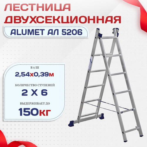 Лестница двухсекционная Alumet Ал 5206 - stroymarket66.ru - Казань