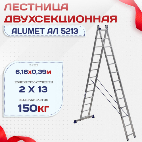 Лестница двухсекционная Alumet Ал 5213 - stroymarket66.ru - Казань
