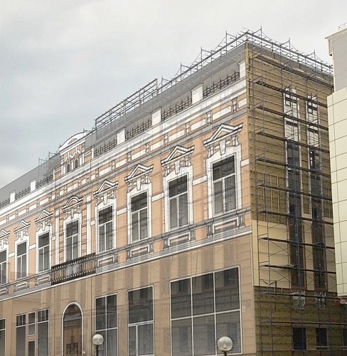 Фальшфасад сетка с изображением на строительные леса - stroymarket66.ru - Казань